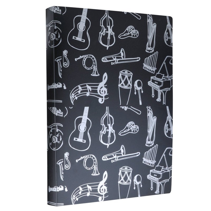 PUNK Music Sheet File Paper Storage Folder Documents Holder Blank Sheet Files Plastic A4 Size 40 Pockets (Music Instrument Black) - Image 2